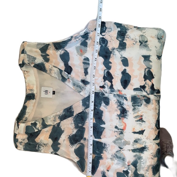 CAbi Pink & Blue Abstract Print Sheer V-Neck Sleeveless Tank Top Size XS - Picture 7 of 7